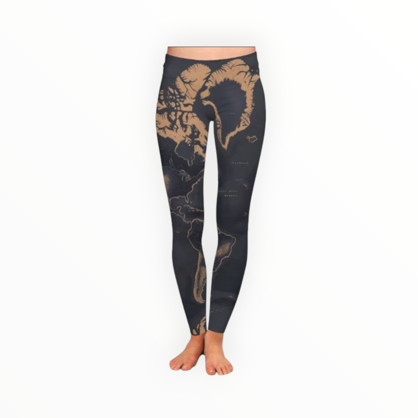 Female Golden Map Gym Leggings – Black & Gold | Signatory Design, Stylish & Comfortable Activewear