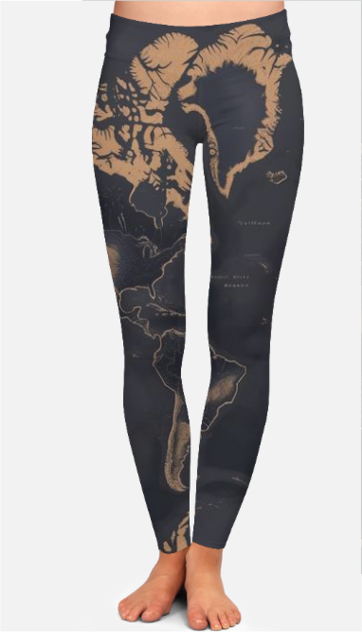 Female Golden Map Gym Leggings – Black & Gold | Signatory Design, Stylish & Comfortable Activewear