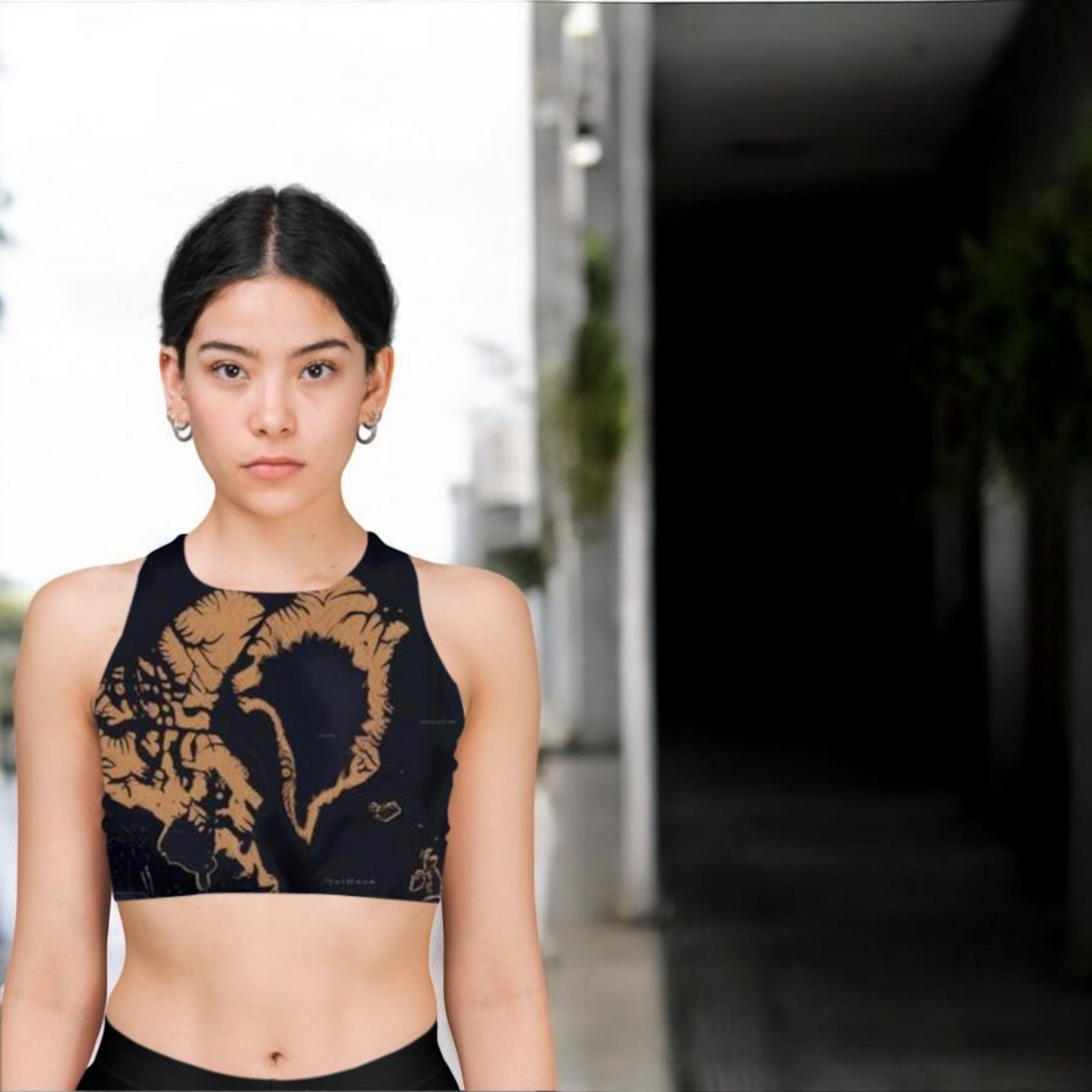 Golden Map Signatory Women's Crop Top – Stylish & Trendy Design