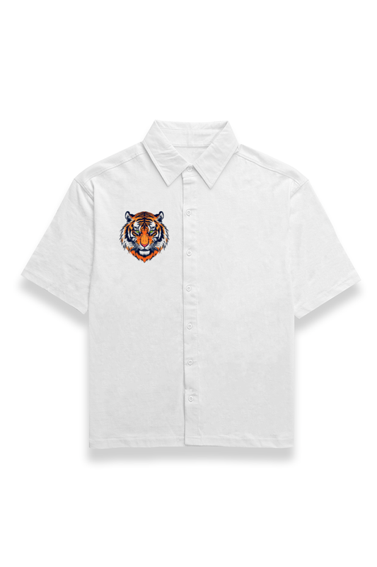 A Roaring Style: Unisex Tiger Print Oversized Shirt – 240 GSM | Streetwear Vibes