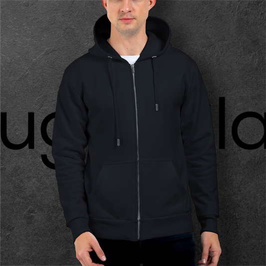 Premium Unisex Zip Hoodie – 400 GSM, Super Combed Cotton, Bio-Washed, Metal Zipper.