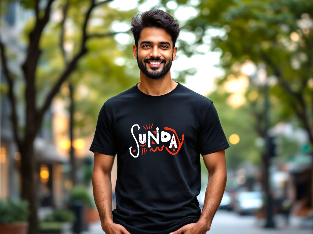 All-Day Comfort Unisex Supima Cotton T-Shirt – Black 'Sunday' Graphic Tee for Men & Women