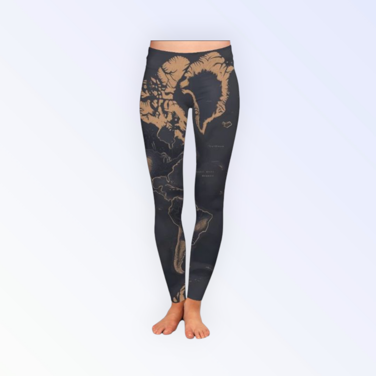 Female Golden Map Gym Leggings – Black & Gold | Signatory Design, Stylish & Comfortable Activewear