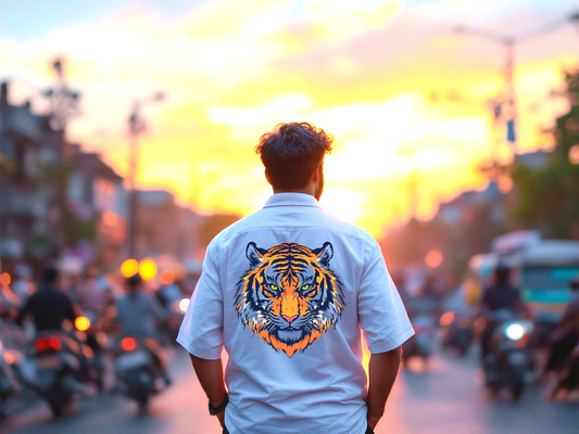 A Roaring Style: Unisex Tiger Print Oversized Shirt – 240 GSM | Streetwear Vibes